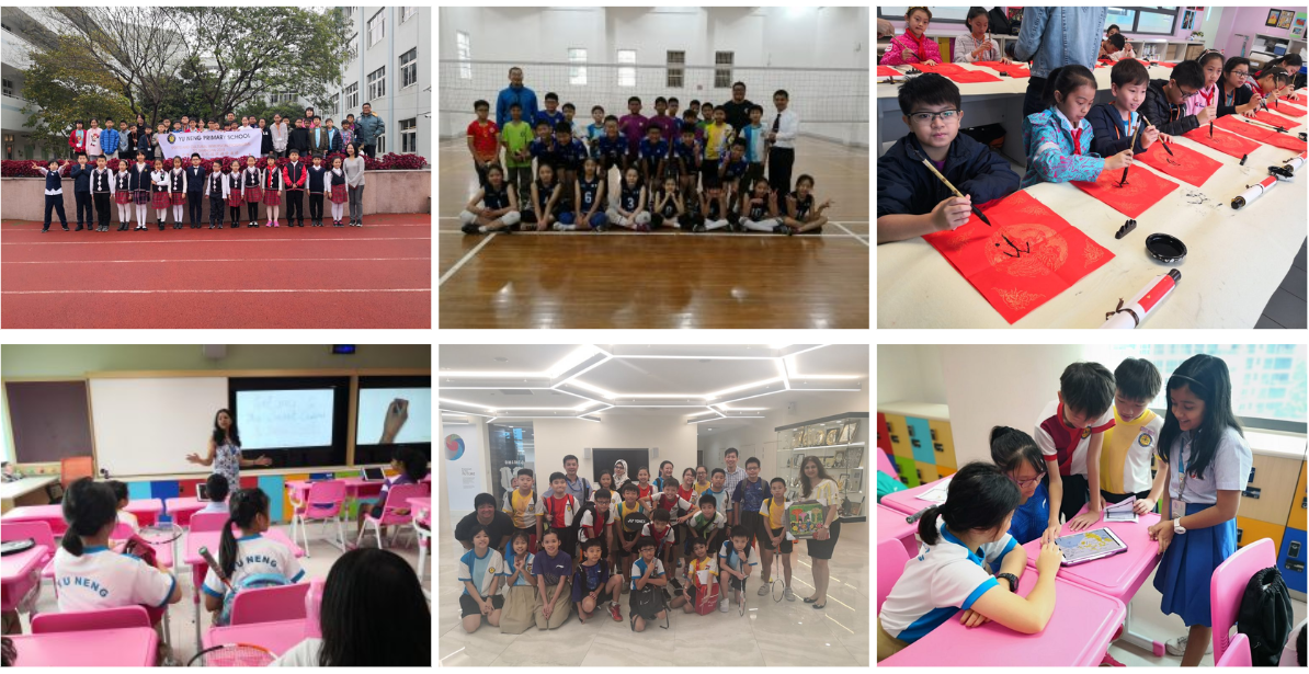 students engage in online interactions with overseas partner schools